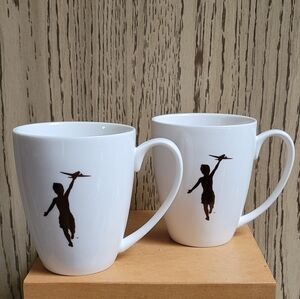 STORYVILLE COFFEE Set of 2 Coffee Cups Mugs Porcelain Coffee Boy Airplane Flyboy
